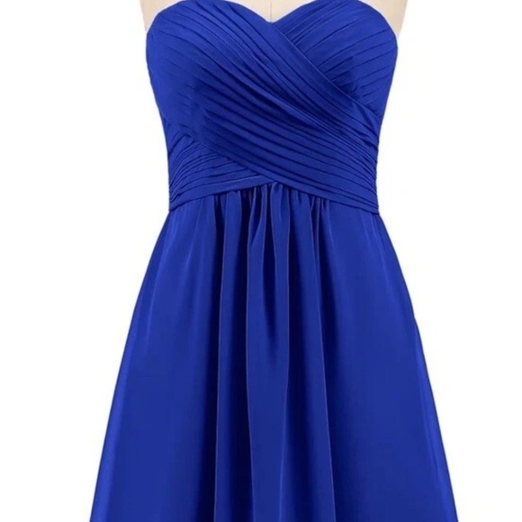 Bill Levkoff Royal Blue Sweetheart‎ Chiffon Strapless Dress Womens 8 - Picture 5 of 9